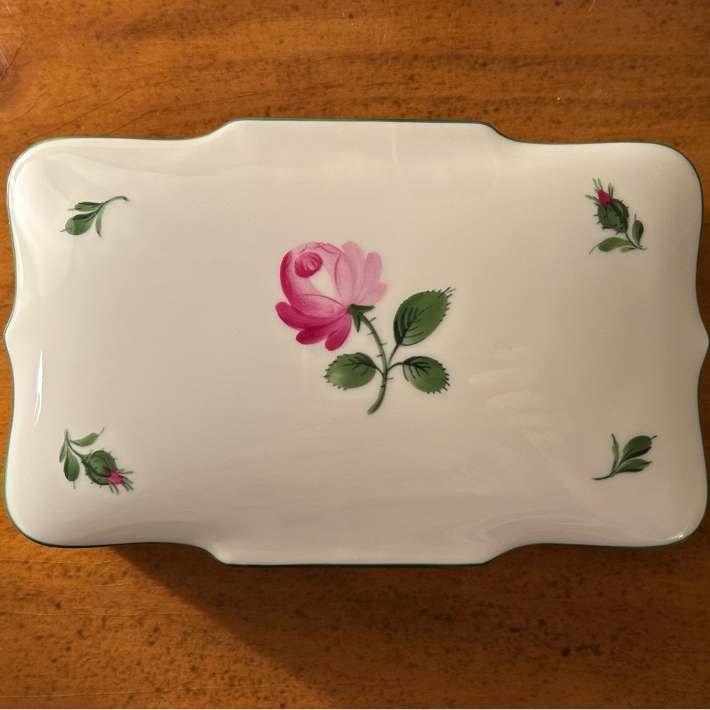 Vintage Wien Rectangular Porcelain Trinket Box - Made In Austria